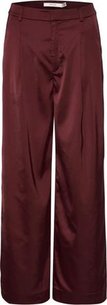 Gestuz Elegant Blood Red Loose Fit Broek - Dames - Wijde Broeken - Rood - XS - Polyester - Broeken