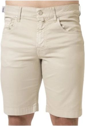 Jacob Cohen Cotton Canvas Bermuda Shorts - Heren - Korte Broeken - Beige - W33 - Katoen - Korte Broeken