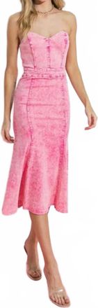 Flying Tomato Cyprus Acid Washed Midi Dress In Pink