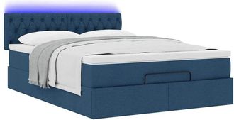 vidaXL Vidaxl - Estructura De Cama Otomana Colch&oacute;n Tela Azul Pardo 140x200cm