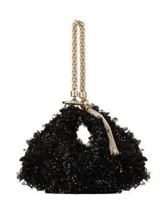 Jimmy Choo London Callie clutch met kristallen en bloemenprint - Zwart