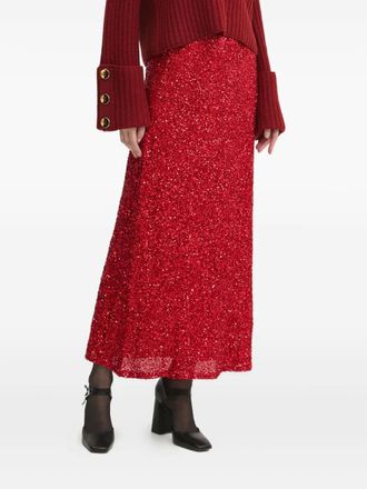 Never Fully Dressed Gonna midi con paillettes - Rosso