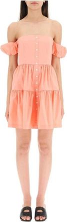 Staud Oranje Katoenen Off-Shoulder Mini Jurk - Dames - Korte kleedjes - Roze - S - Katoen - Kleedjes