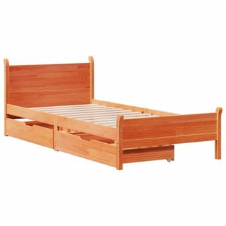 vidaXL Estructura De Cama Sin Colch&oacute;n Madera Maciza Marr&oacute;n 75x190 Cm Vidaxl