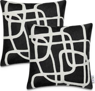 Paco Home Paco Home - Funda Coj&iacute;n Decoraci&oacute;n Motivo Escandinavo Juego 2 Fundas Sof&aacute; Decorativo 2pcs-set, Negro 1