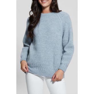 Guess Margo Mixed Stitch Sweater in Blue Ribbon at Nordstrom, Size X-Small