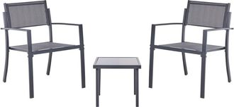 Beliani Conjunto de balc&oacute;n Metal Gris oscuro