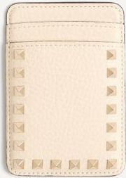 Valentino Garavani Valentino Garavani Rockstud Magnetic Cardholder in Grainy Calfskin Woman IVORY UNI