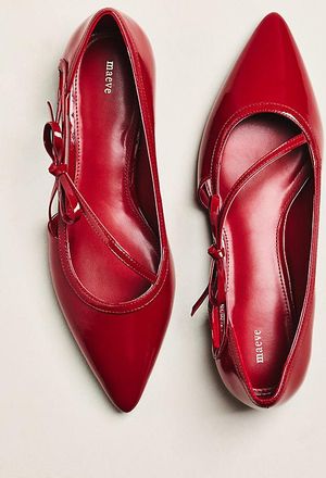 Maeve Pointed-Toe Side-Strap Bow Flats