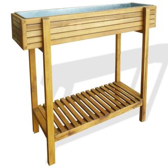 Berkfield Home Raised Garden Raised Bed Solid Acacia Wood & Zinc in Brown