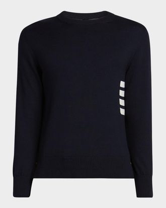 Thom Browne Mens Cotton 4-Bar Side Stripe Crewneck Sweater