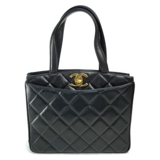 Chanel Pre-owned Leather chanel-bags - Dames - Pre-owned - Zwart - Maat: ONE Size Leer