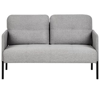 Beliani Sof&aacute; 2 Plazas Retro Respaldo Cojines Acolchado Patas De Metal Tela Gris Lahti