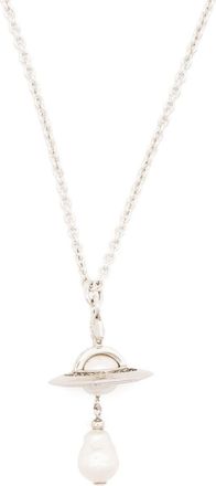 Vivienne Westwood Orb-detail pendant necklace - women - Brass/Pearl - OS - Silver