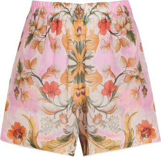 Borgo De Nor Borgo DE Nor Bizzy Floral-print Ramie Shorts - Purple - 12 (UK12 / M)