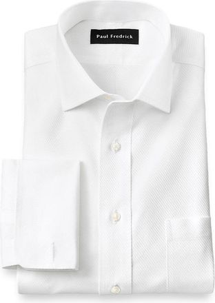 Paul Fredrick Slim Fit Non-iron Cotton Twill Spread Collar French Cuff Dress Shirt in White at Nordstrom, Size 15.5 - 32