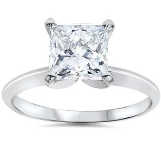 Pompeii3 Certified 1.50 Ct Princess Cut Lab Diamond Solitaire Engagement Ring White Gold