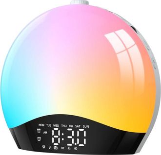 OEM Despertador Luz Natural, Despertador Luz Amanecer Simulaci&oacute;n De Amanecer Y Atardecer Con Radio, 9 Colores De Iluminaci&oacute;n Din&aacute;micos Y 20 Niveles Brillo