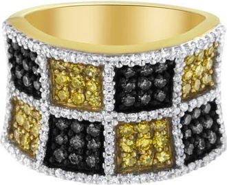 House of Brilliance 14K Gold 1 1/2Cttw Champagne Yellow and Round Diamond Band Ring at Nordstrom, Size 6.5