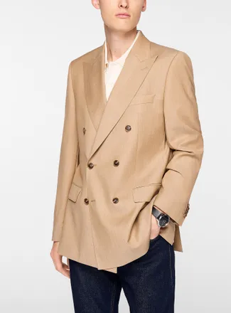 BOSS Mens Virgin wool twill double-breasted Blazer Jacket