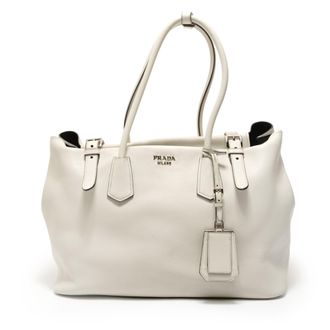 Prada White Leather Tote Bag (Pre-Owned)