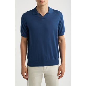 Canali Regular Fit Johnny Collar Polo in Bright Blue at Nordstrom, Size 48