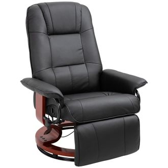HOMCOM Ergonomic Office Recliner Sofa Chair PU Leather Armchair Lounger Black | TJ Hughes
