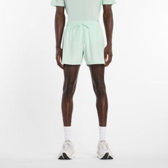New Balance Uomo RC Short 5 in Verde/Grigio, Politessuto, Taglia M