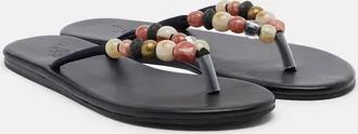 Ancient Greek Sandals Saionara beaded leather thong sandals