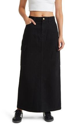 Something New Denim Maxi Skirt in Black at Nordstrom, Size X-Small