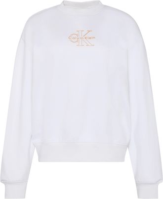 Calvin Klein Jeans Sweatshirt CALVIN KLEIN JEANS FOIL CREW SWEATSHIRT, Damen, Gr. XXL (46), hellwei&szlig;, Sweatware, Obermaterial: 100% Baumwolle, unifarben, regular fit nor