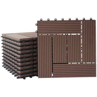 Hhg Piastrelle Premio pavimentazione da esterno Rhone T831 wpc 30x30cm 11 pezzi 1mq marrone incrociato