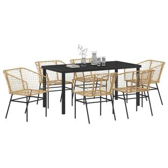 Berkfield Home Modern 7 Piece Garden Dining Set Brown Poly Rattan