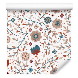 OEM Carta Da Parati Con Animali Della Foresta E Motivi Naturali, Nei Colori Bianco, Grigio Chiaro E Crema, 50x1000 Cm