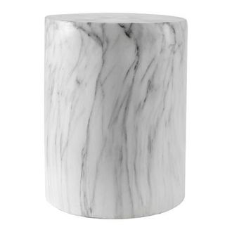 Jonathan Y Designs Troy 16 Modern Minimalist Faux Marble Column Indoor/Outdoor Accent Table in Black/white at Nordstrom