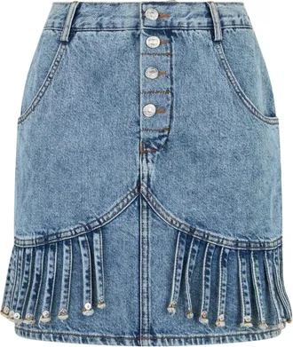 Moschino Rokken, Dames, Blauw, L, Denim, Denim Rok