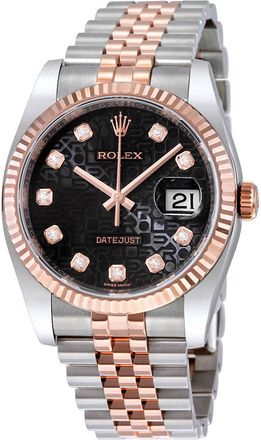 Rolex Datejust 36 Black Dial Stainless Steel and 18K Everose Gold Jubilee Bracelet Automatic Mens Watch 116231BKJDJ