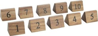Olympia Segnaposto numerici in legno, decorativi, per ristoranti con numeri da 1 a 10, set da 10