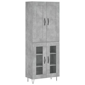 vidaXL Aparador Alto Madera Contrachapada Gris Hormig&oacute;n 69,5x34x180 Cm Vidaxl