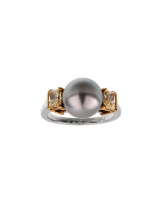 GRAFF 18K & Platinum 0.70 ct. tw. Diamond 9.8mm Pearl Cocktail Ring (Authentic Pre-Loved)