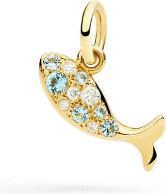 Dodo CIONDOLO PESCE ORO GIALLO, TOPAZI & DIAMANTI