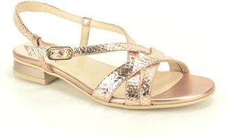 Nero Giardini Schoenen, Dames, Geel, 37 EU, Rose print bandjes Sand. plat