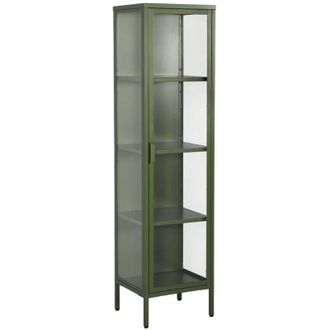 Sweeek Sideboard, steel and tempered glass display cabinet with 1 door Green 40x35x160 cm - Arkansas