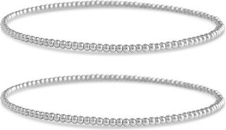 Sterling Forever Silver Beaded Stretch Bracelet Set