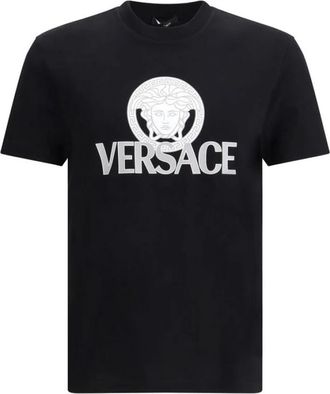 Versace Katoenen T-shirt - Heren - T-shirts - Zwart - L - Katoen - Tops