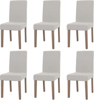 Hhg non utilizzato] Set 6x sedie Littau tessuto bouclè soggiorno cucina sala da pranzo 90x42x50cm legno avorio