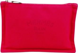 Herm&egrave;s Pink Canvas Pouch (Pre-Owned)