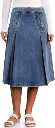 Wash Lab Denim Cascade Pleated Denim Skirt in Regal Blue at Nordstrom, Size 32