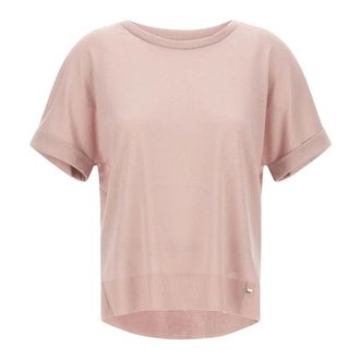 Herno T-Shirts, female, Pink, Size: XS Ribbed Trim T-Shirt
