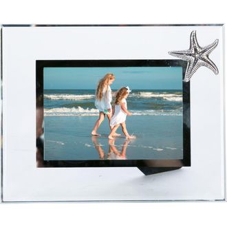 Beachcombers 4X6 Pewter Starfish Glass Picture Photo Frame in White at Nordstrom, Size Medium